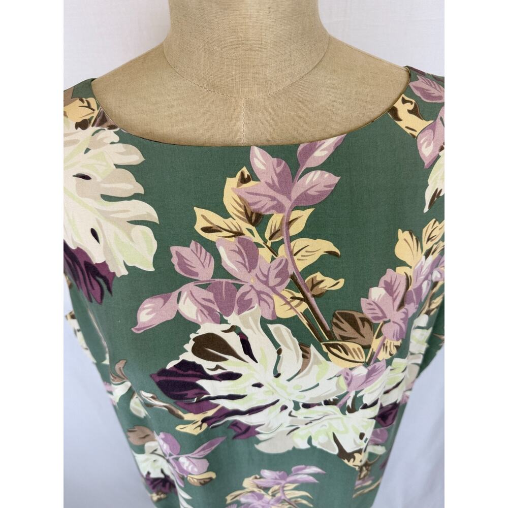 Vintage Y2K NEXX Green Floral Silk Sleeveless Sheath Maxi Dress XL #5-0188 - Picture 5 of 9